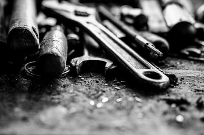 Workshop bench and tools